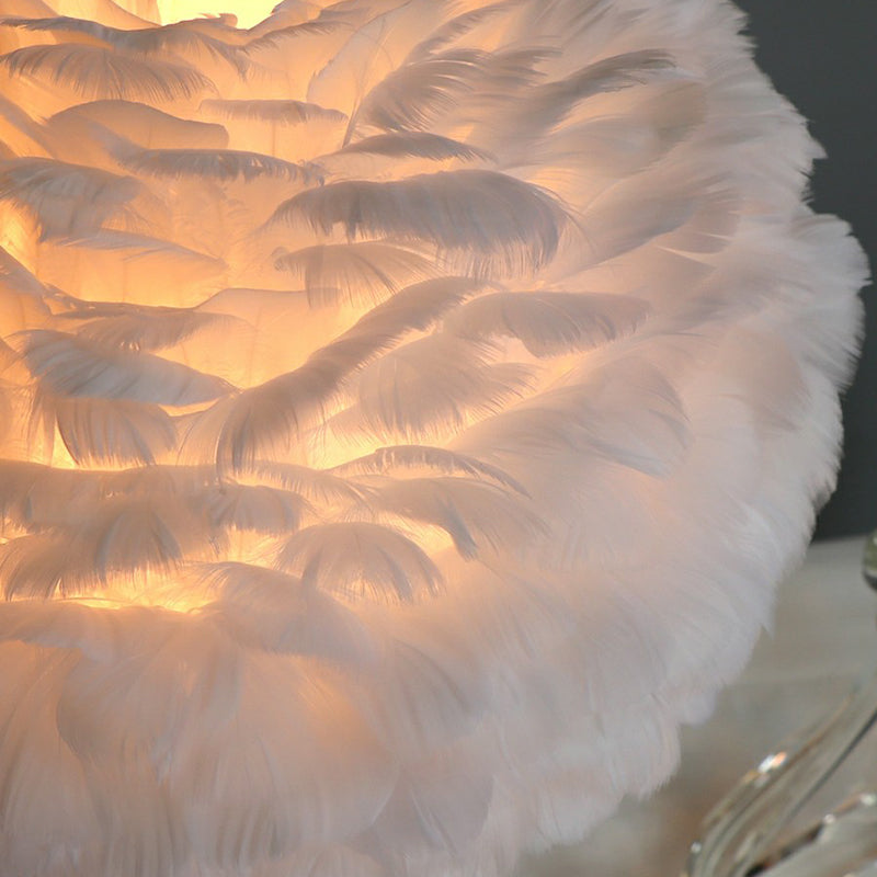 Romantic FeatherBeam - Modern Feather 1-Light Bedside Lamp with Crystal Decoration