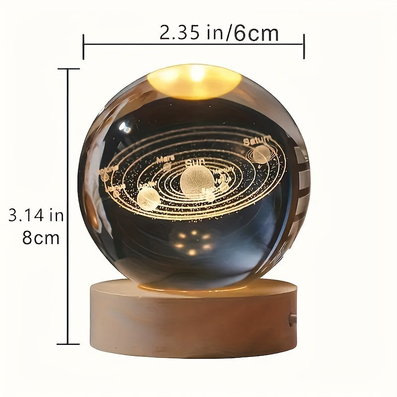LumiSphere - Luxurious 3D Crystal Table Lamp with Wooden Base