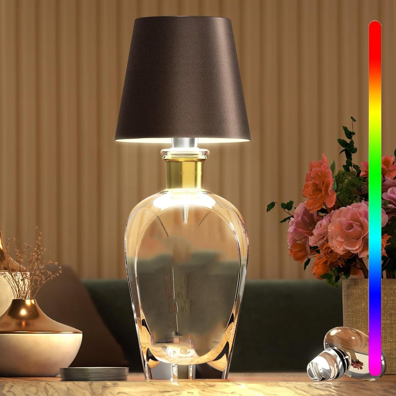 Elegant lighting bottle with touch control and USB charging