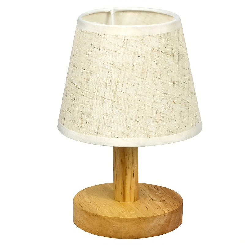 NordicGlow - Wooden LED Bedside Lamp with Linen