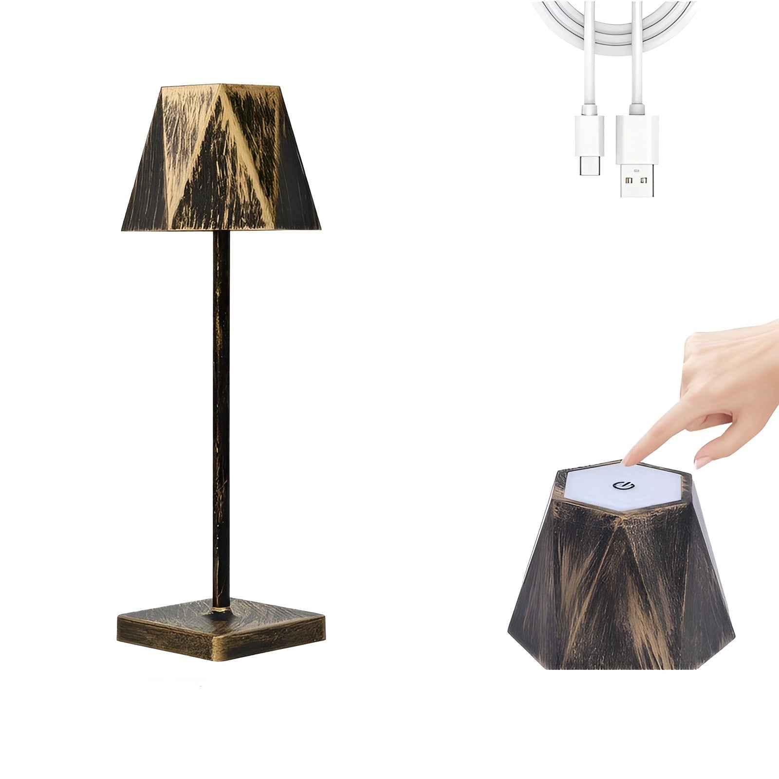 Elegant Retro LED Table Lamp - Wireless & Rechargeable