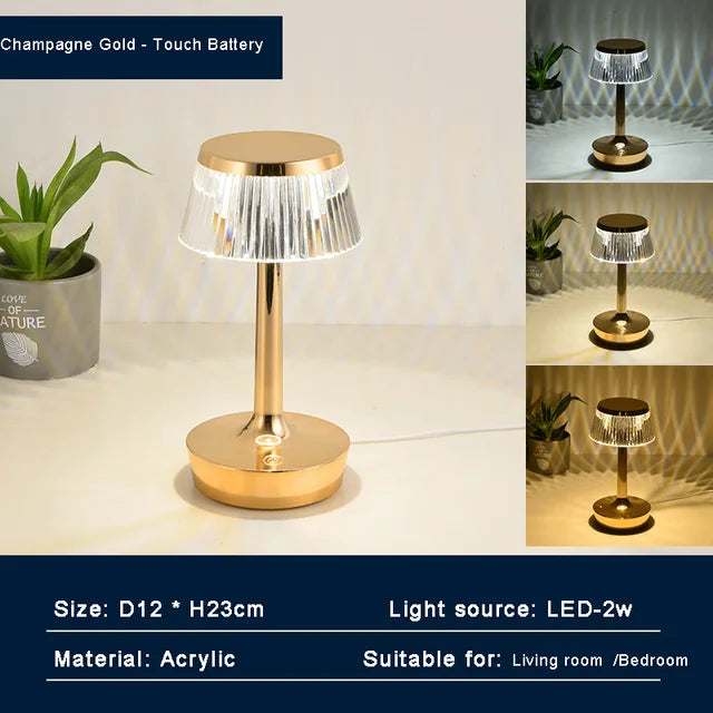 Crystal Pendant - Rechargeable Wireless Table Lamp