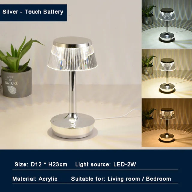 Crystal Pendant - Rechargeable Wireless Table Lamp