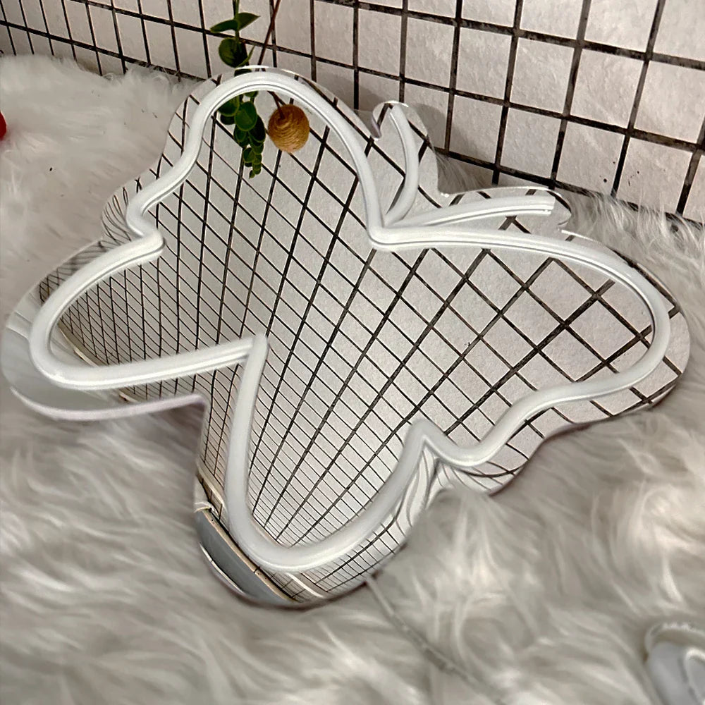 Light Wing - Captivating Neon Butterfly Panel for Atmospheric Decoration
