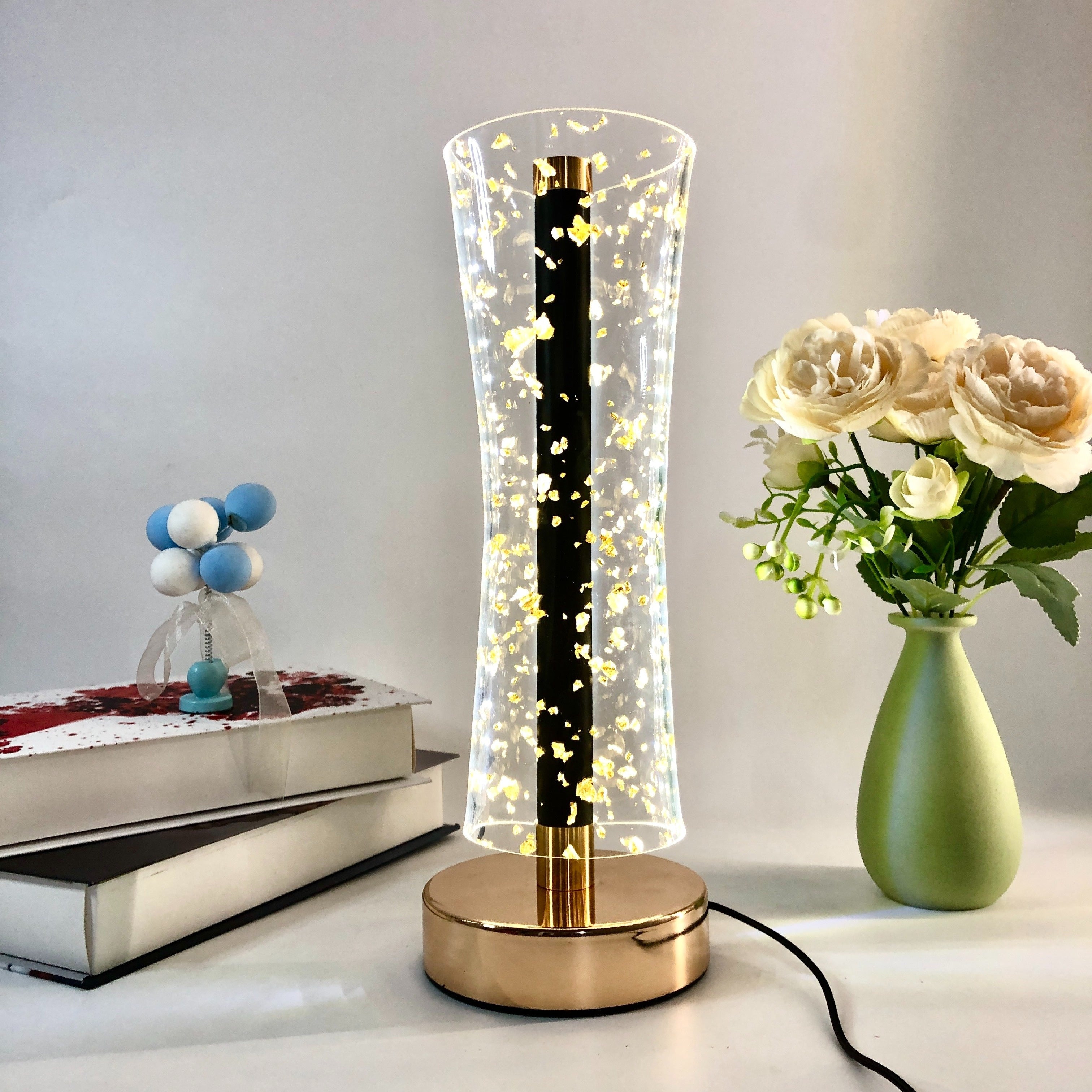 RadiantGlow Lamp - Luxurious Acrylic Table Lamp with Golden Accents
