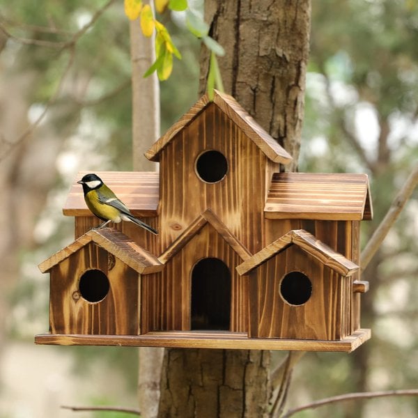 NatureNest Stylish Handmade Wooden Birdhouse