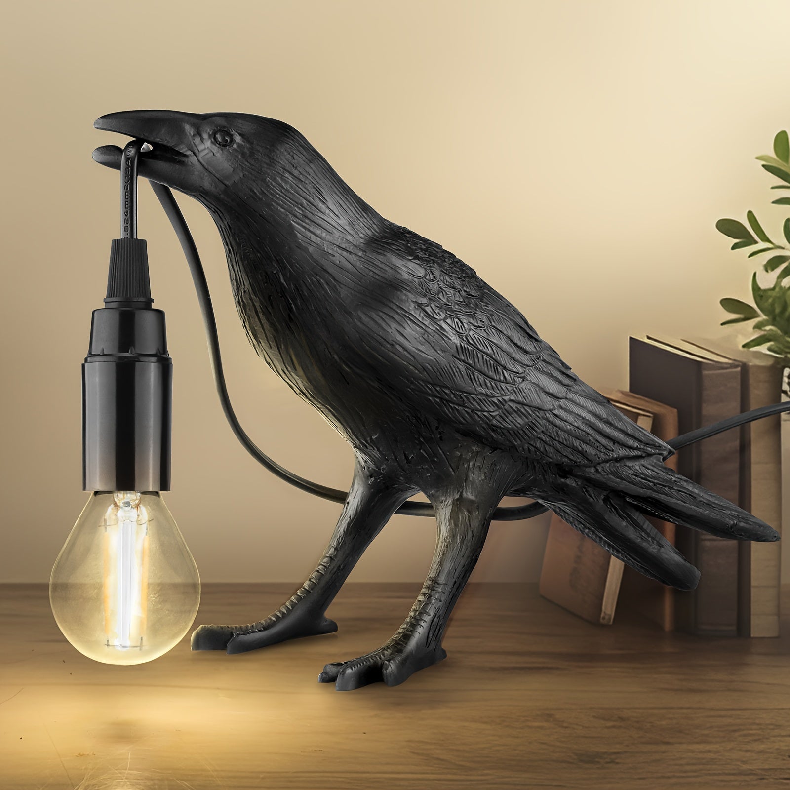 Raven Glow Lamp - Elegant Raven Table Lamp with USB