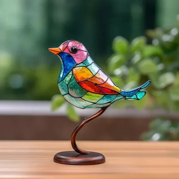 CrystalBird Handmade Colored Glass Bird Figurines – Decorative Art Sculpture Set with Display Stand