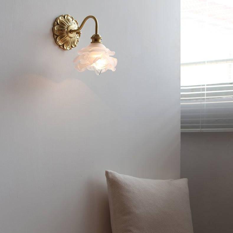 Luxury Ambience - Weathered Glass Wall Lamp with Gooseneck