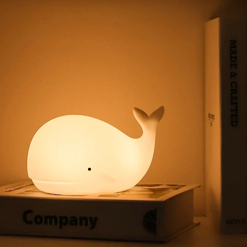 GlowWhale Silicone LED Night Light – Color-Changing Rechargeable Whale Lamp