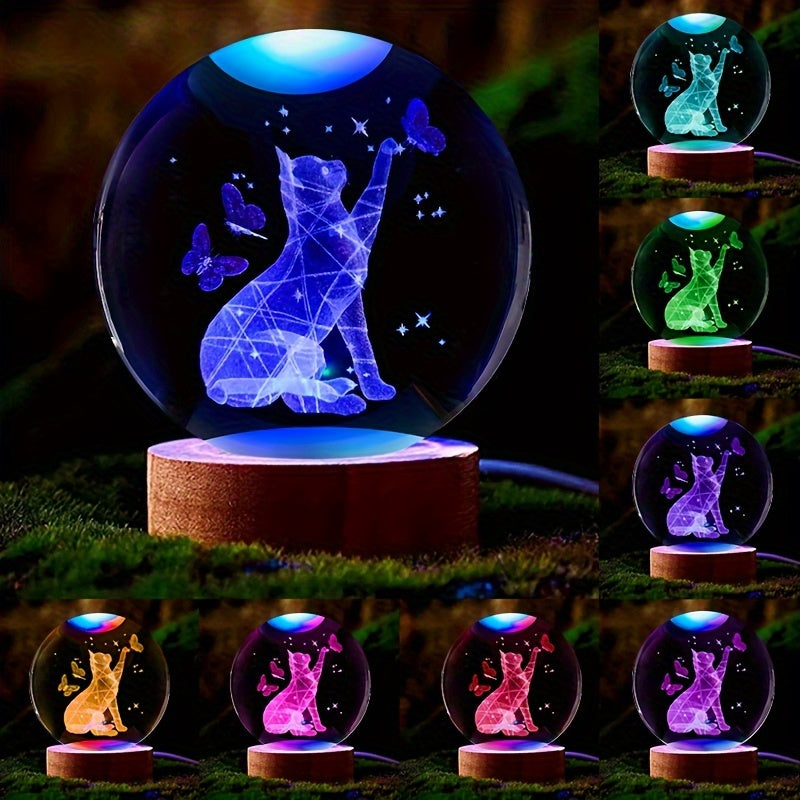 CrystalGlow – 3D Crystal Ball Night Light with Wooden Base