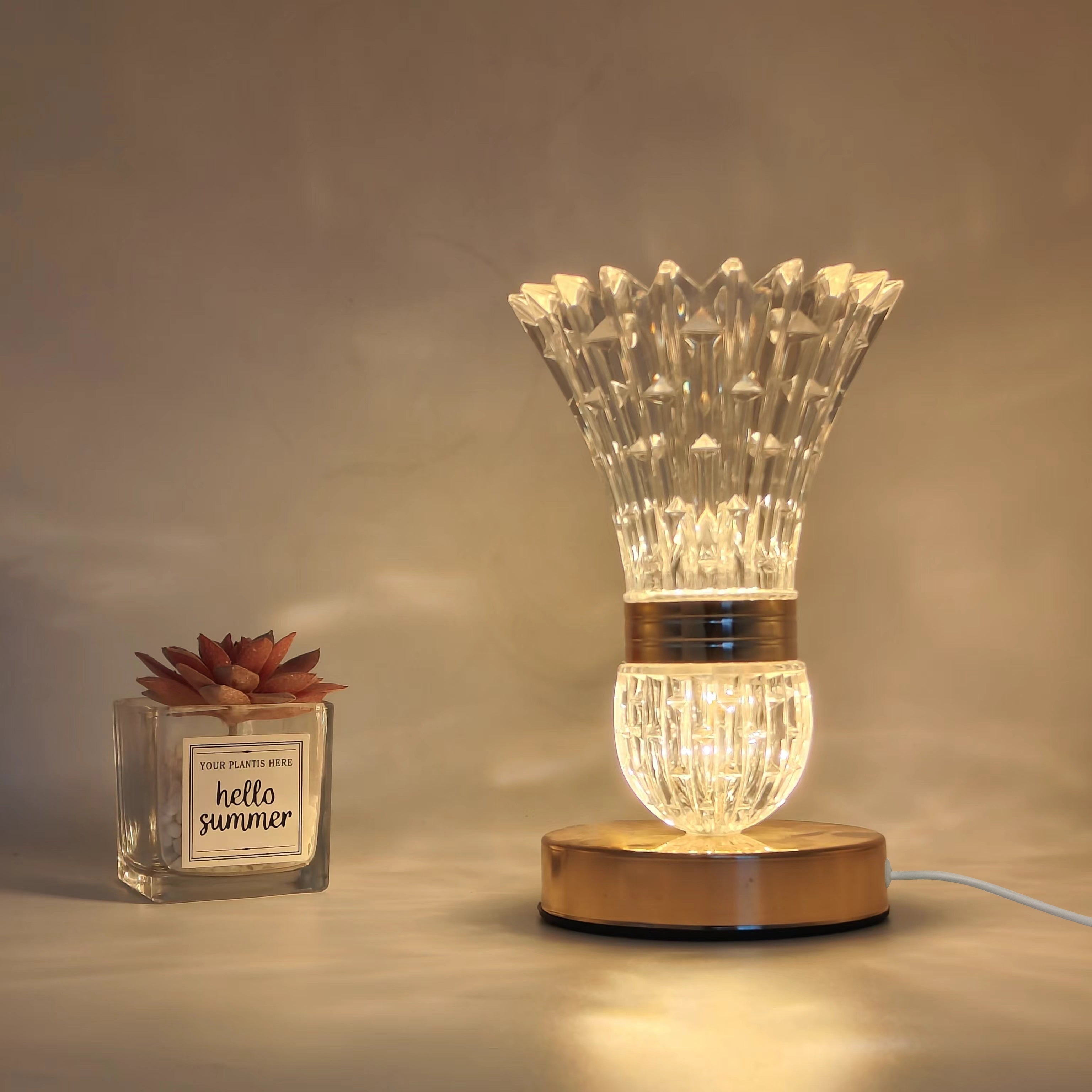 Luminous Vase - LED Crystal Table Lamp with Dimmable Mood Light