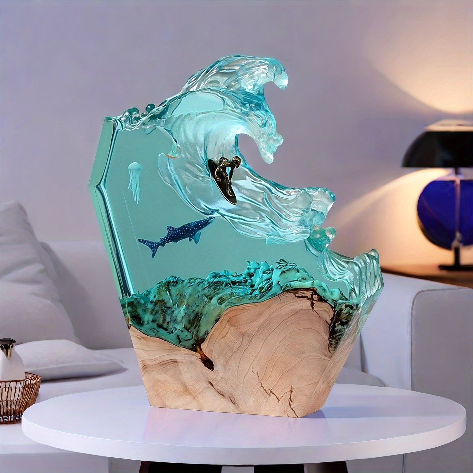 OceanGlow Lamp - Unique Resin Lamp with Whale Pattern