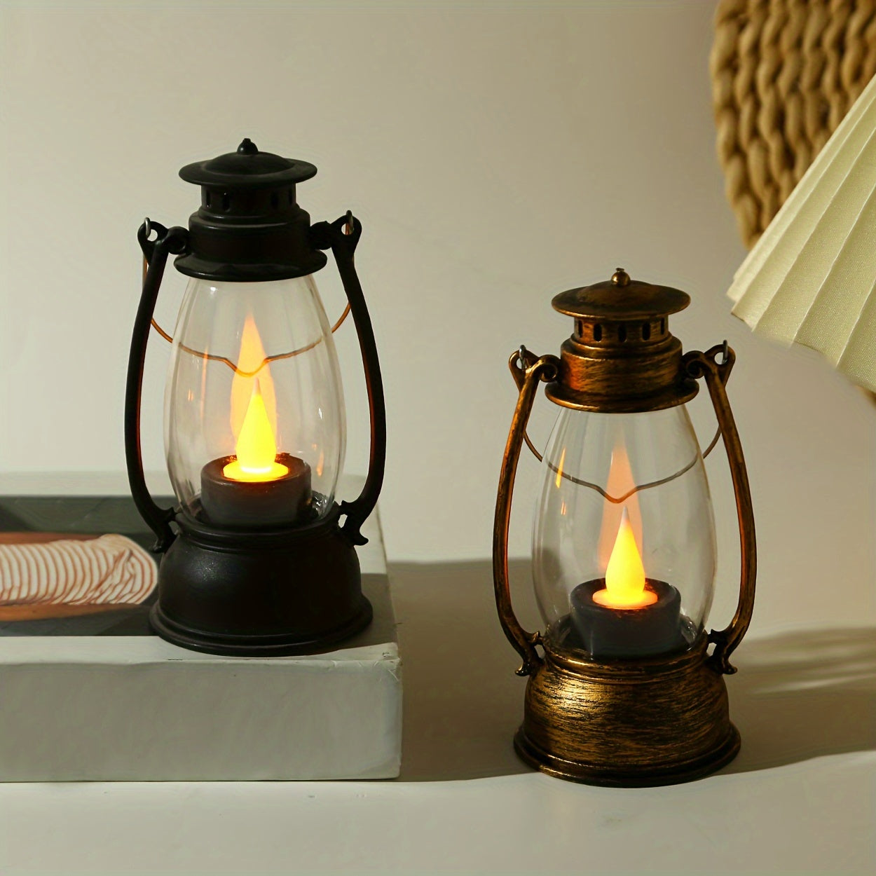 Nostalgic Glow - LED Kerosene Lamp with Yellow Flame