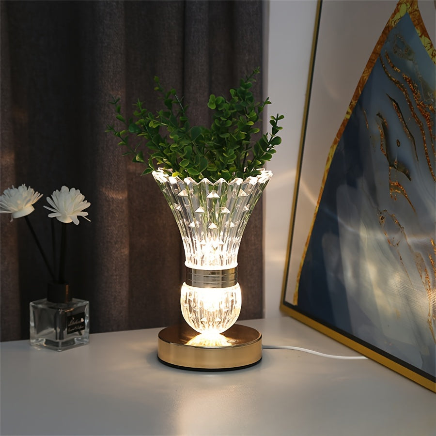 Luminous Vase - LED Crystal Table Lamp with Dimmable Mood Light