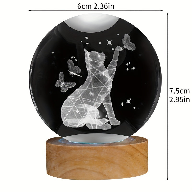 CrystalGlow – 3D Crystal Ball Night Light with Wooden Base