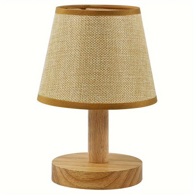 NordicGlow - Wooden LED Bedside Lamp with Linen
