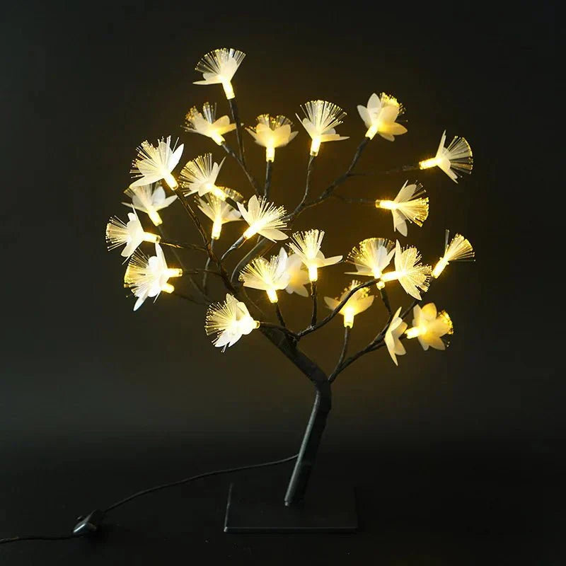 BonsaiGlow Table Lamp - Captivating Fiber Optic Rose Lamp