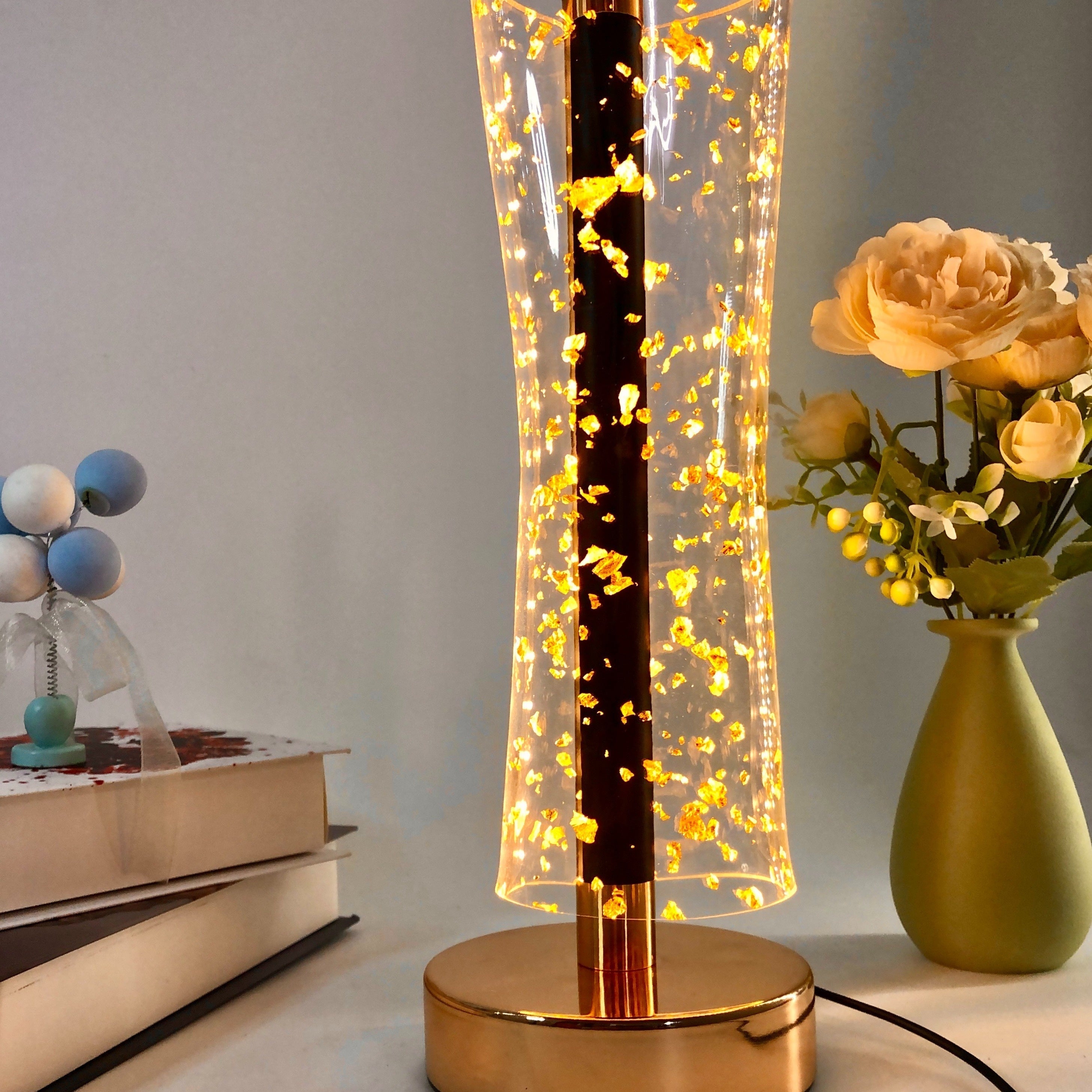 RadiantGlow Lamp - Luxurious Acrylic Table Lamp with Golden Accents