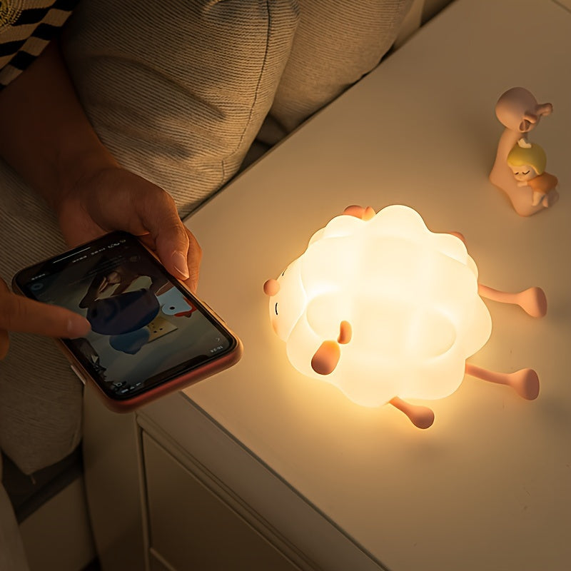 SheepGlow - Pink LED Night Light with USB Charging Function