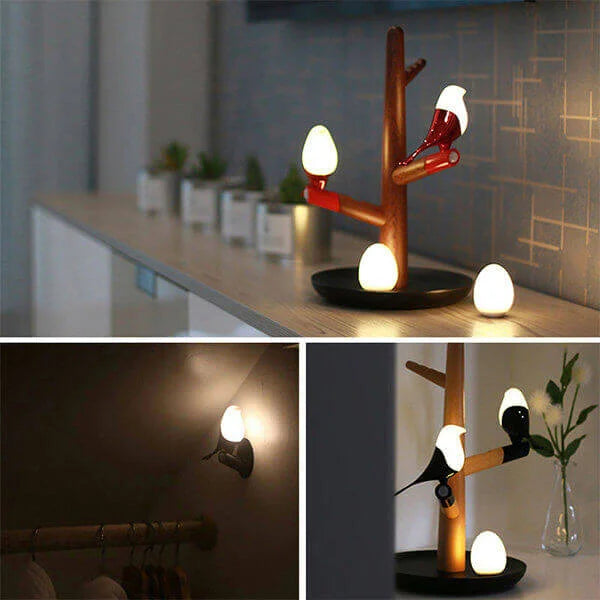 BrightOak Elegance - Slim Wooden Table Lamp with Motion Sensor