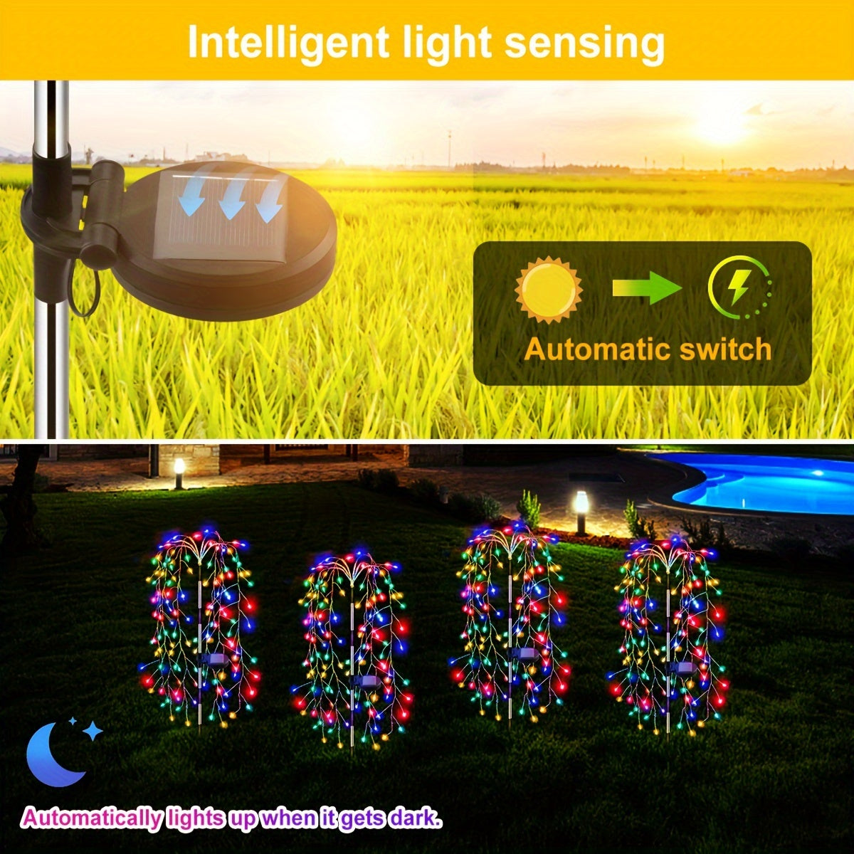 SolarGlimmer - Solar Powered Garden Lamp with 8 Lighting Modes
