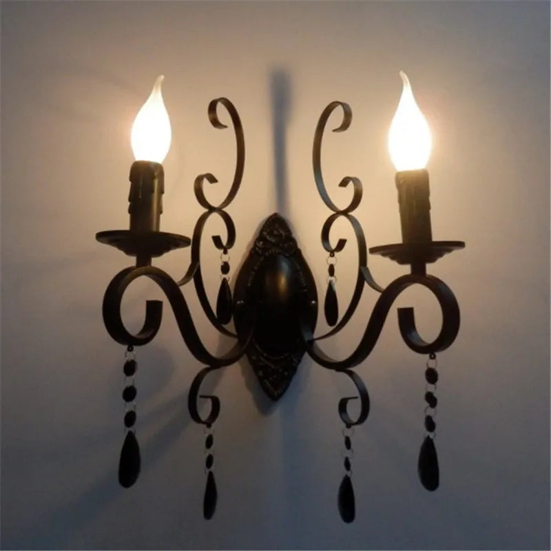 CrystalGlow Wall Lamp - Vintage Black LED Lighting
