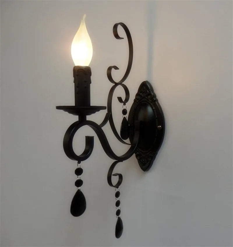 CrystalGlow Wall Lamp - Vintage Black LED Lighting