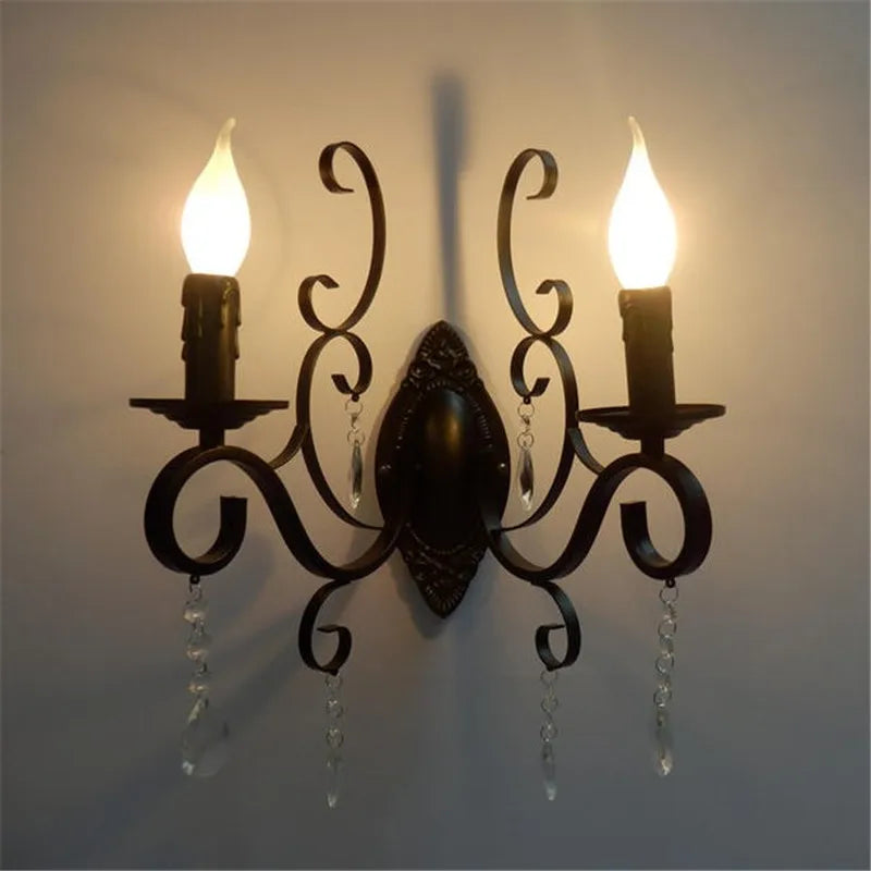 CrystalGlow Wall Lamp - Vintage Black LED Lighting