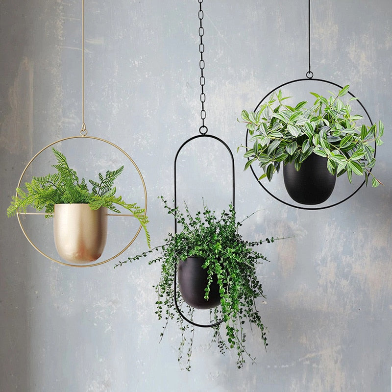 Elegance Scandinavian Metal Hanging Planters – Minimalist Indoor & Outdoor