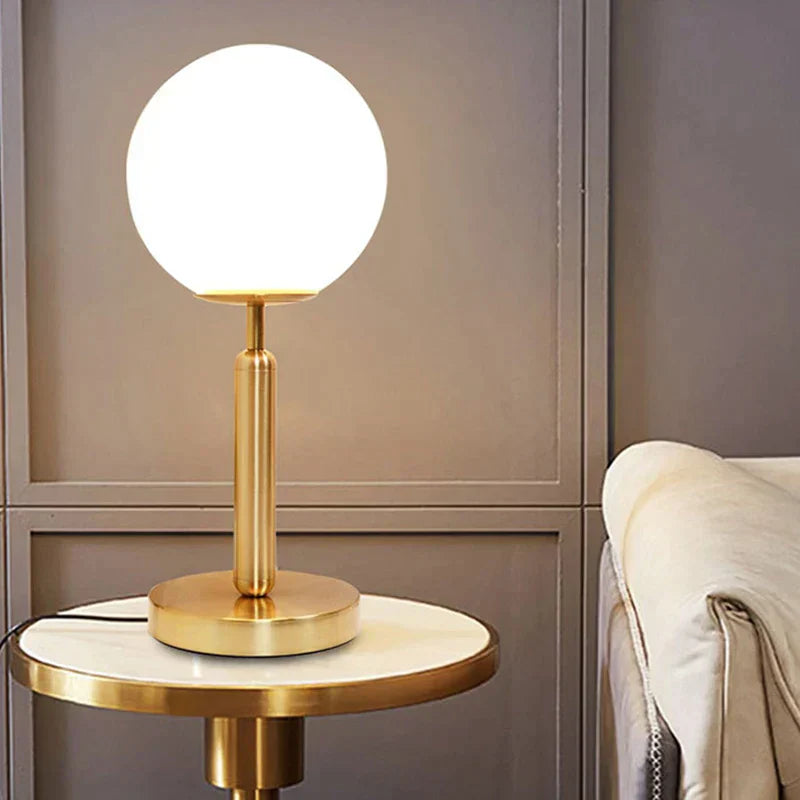 GlowSphere - Stylish Brass & Glass LED Table Lamp