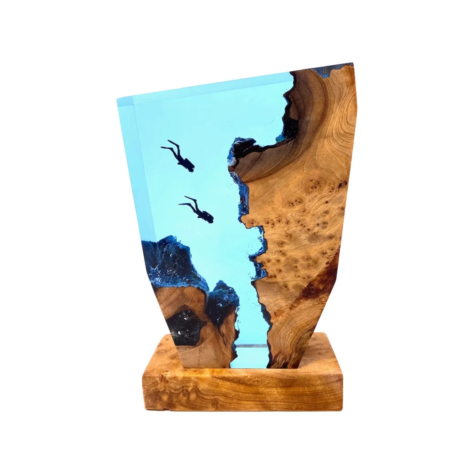 OceanGlow Luxe Illuminated Table Lamp – Serent Epoxy Resin with USB Charging