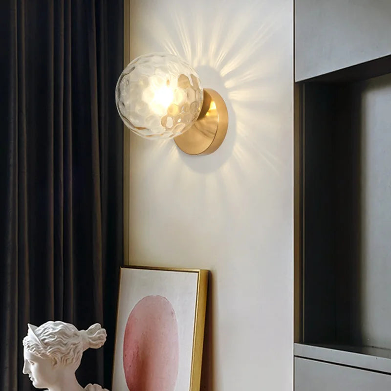 GleamGold - Luxurious Golden Wall Lamp with Glass