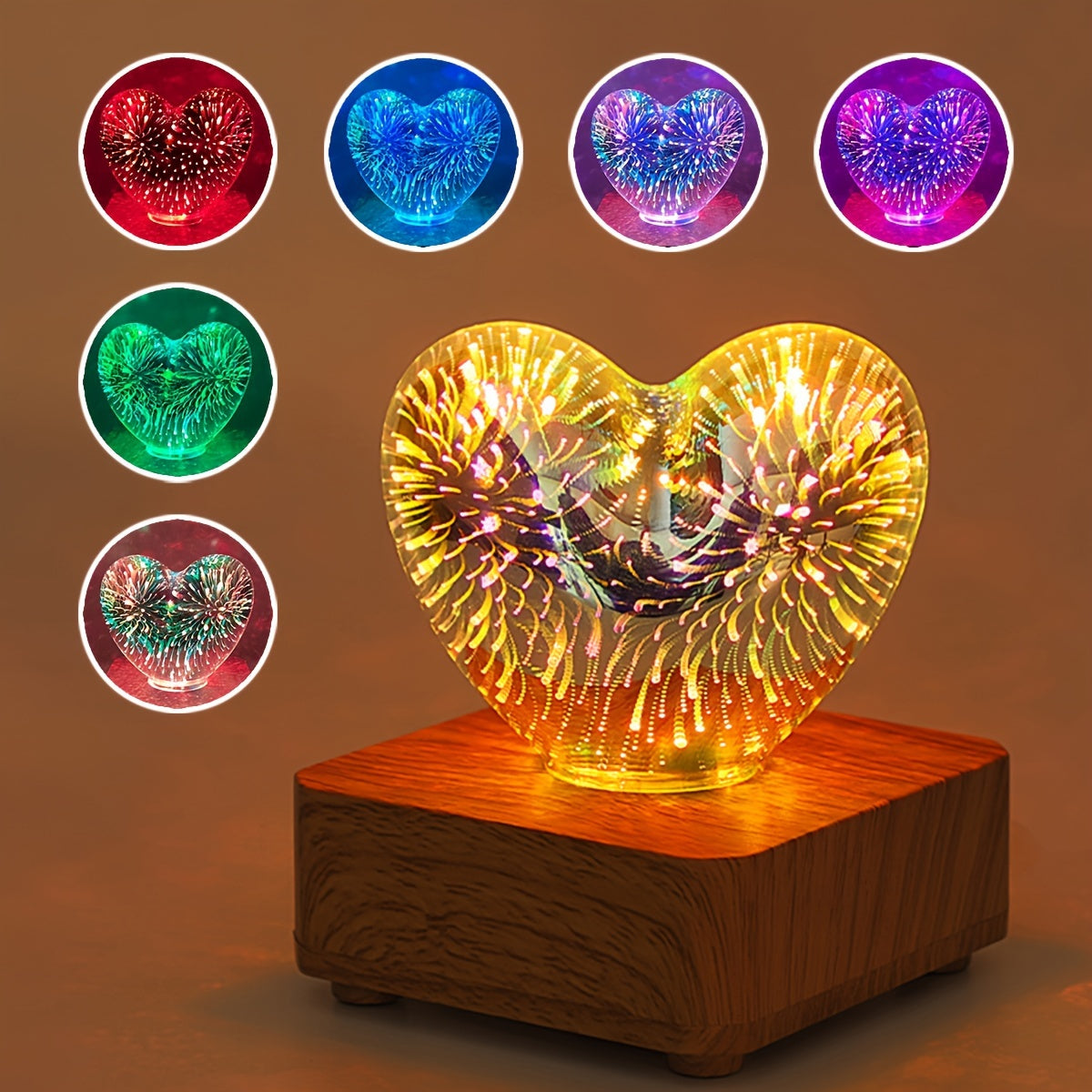 FireworkLight - 3D LED Heart Lamp for Romantic Mood Lighting