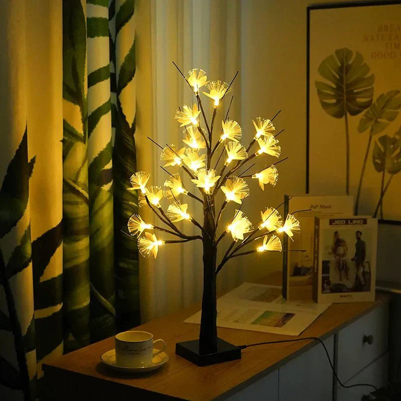 BonsaiGlow Table Lamp - Captivating Fiber Optic Rose Lamp