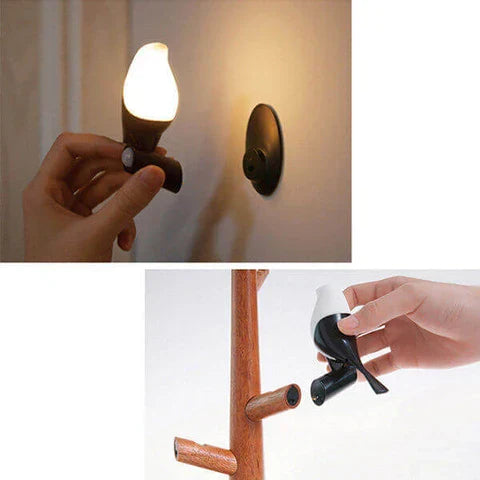 BrightOak Elegance - Slim Wooden Table Lamp with Motion Sensor