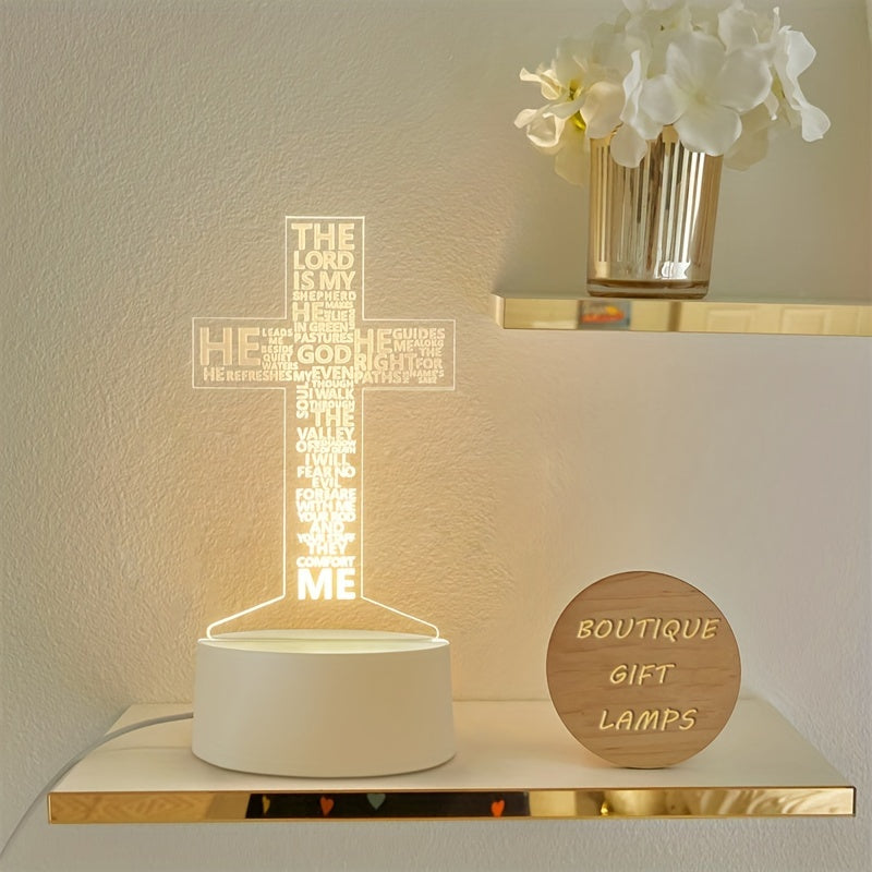 CrossGlow - 3D LED Night Light in Acrylic with USB
